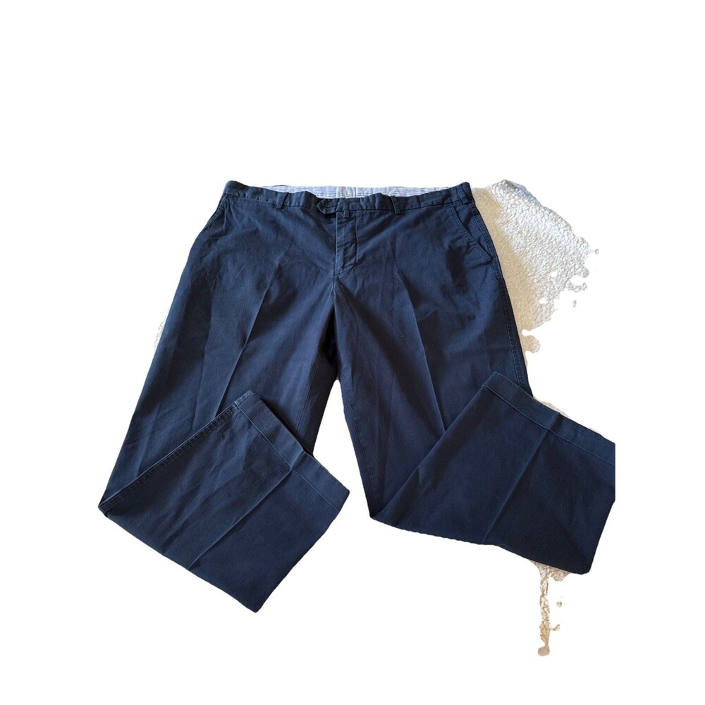 Faconnable Men's Cuffed Flat‎ Front Khaki Pants Blue Size 42R /27